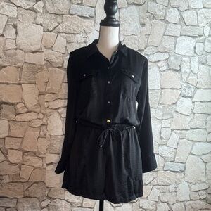 Jennifer Lopez Black Button-Up Romper